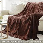 Chenille Throw Blanket for Couch 50" x 60", Dark Brown - Image 4