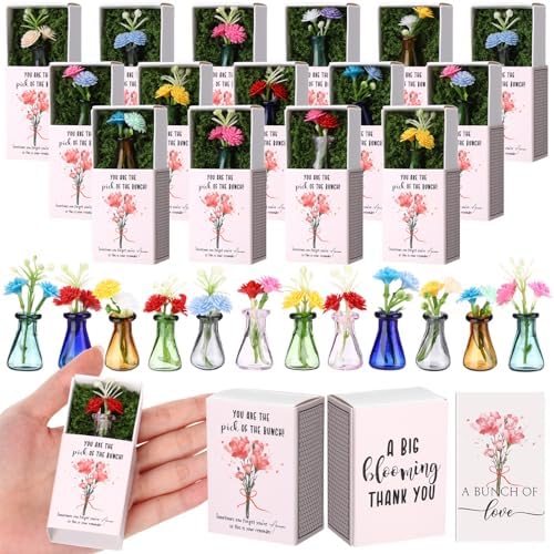 Wonderjune 36 Sets Mini Flower Thank You Gifts Bulk for Women, Mix Color by Wonderjune