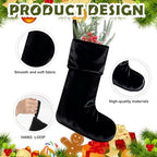 Hercicy 6 Pcs Black Christmas Velvet Stocking 19 Inch Xmas Hanging Stocking - Image 3