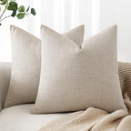 MIULEE 24x24 Inch Pack of 2 Decorative Linen Burlap Textured Euro Pillow Covers Farmhouse Boho Accent Pillowcases Spring Home Decor for Couch Sofa Bedroom Living Room Taupe by MIULEE