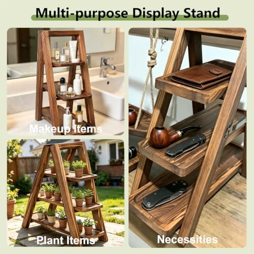 3 Tier Swing Wooden Cupcake Stand, Foldable Removable Serving Platter Tray - Image 5