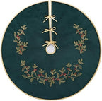 Green Christmas Tree Skirt Velvet 36 Inch - Dark Green Xmas Decorations - Image 7