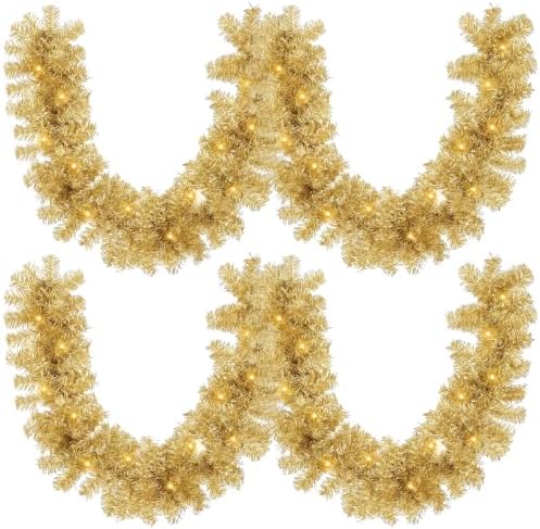 Hotop 2 Pcs 9 ft Gold Artificial Christmas Garland by Hotop