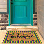 Tinideya 2 Pcs Mardi Gras Layered Welcome Mat for Front Door - Image 4