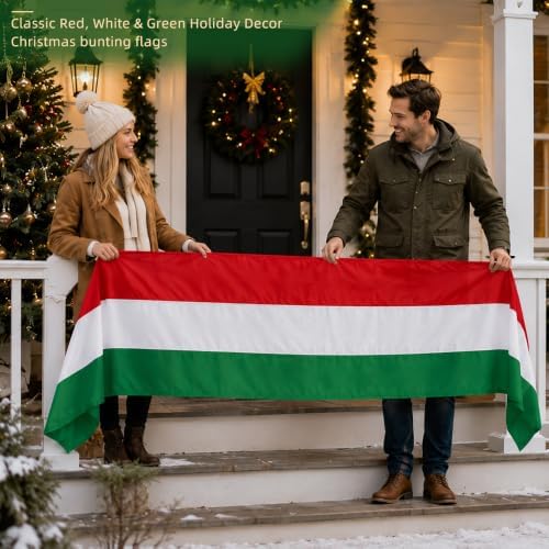 3Pack Red White Green Bunting Banner 2x20Ft Merry Christmas Bunting Flags New Years Decor Outside Hanging Italy Mexican Festival - Image 4