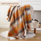 BATTILO Mohair Plaid Fall Throw Blanket for Couch, Yellow, 50 x 60 Inch - Image 2