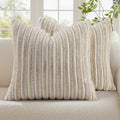 decorUhome Fall Faux Fur Throw Pillow Covers 24x24 Set of 2 Beige White by decorUhome