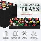 Christmas Ornament Storage Container,Box Stores Up to 128-3 inch ornaments, Adjustable Dividers, Large Organizer Bin to Protect and Store Holiday Décor - Green - Image 2