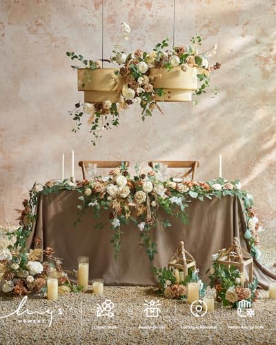 Ling's moment Brown Artificial Flower Garland Wedding Arch 9 FT - Image 5
