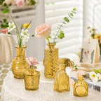 KOIUEYW Amber Gold Glass Bud Vases Set of 24, Vintage Small Vases for Flowers, Clear Crystal Mini Style in Bulk, Small Flower Glass for Centerpieces Wedding Decorations Home Party Decor - Image 3