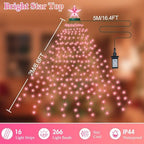 Smart Valentine's Day Lights with Star Topper, APP Control Music Sync Color Changing RGB Christmas String Lights, Cascading Twinkle Lights for Indoor Outdoor Xmas Tree Decorations - Image 2