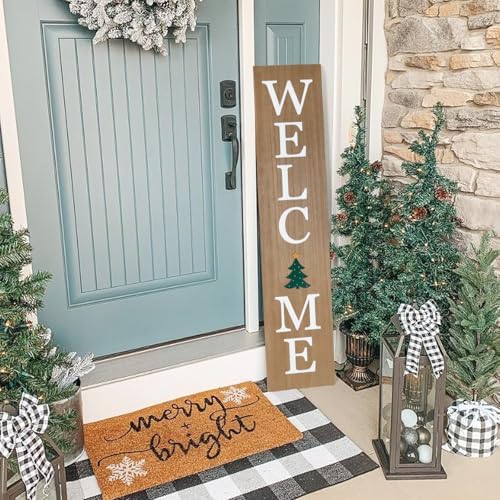 Interchangeable Welcome Sign for Front Porch- 45"X9" Large Standing/Hanging Wooden Sign with 12 PCS Replaceable Icons for 4th of July Fall Halloween Porch Wall Yard Decorations - Image 4
