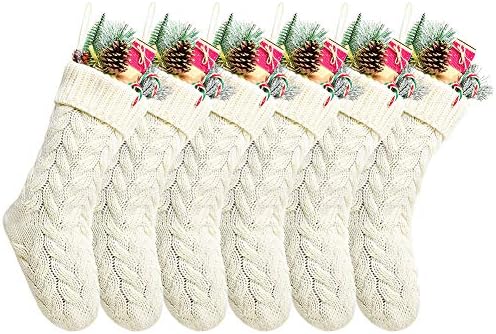 Christmas Stockings Bulk, 20 Inch Ivory Knit Stockings Christmas Holiday Decoration, 6 Pack by Kunyida