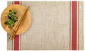 Restaurantware French Countryside 16 x 12 Inch Dining Table Placemats Set Of 6 Heat-Tolerant Kitchen Table Mats - Red Stripe No Stain Khaki Vinyl Woven Rectangle Placemats Easy To Clean by Restaurantware