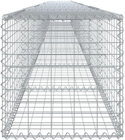 vidaxl Gabion Basket - Galvanized Iron - Large Garden retaining Solution - Tool-Free Assembly - Customizable Design - Ideal for Landscaping, Decor - Durable & Weather - 354.3"x19.7"x19.7" - Image 6