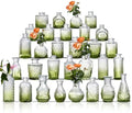 Glass Bud Vase Set of 30 - Small Vases for Flowers in Bulk - Assorted Vintage Crystal Vases for Flowers, Table Centerpieces (Green, 30 Pcs) by Ulodimi