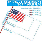ZMTECH Flag Pole - Upgraded Bracket,(2 Packs) 6 FT Stainless Steel Flag Poles for Outside House, Residential or Commerical, Tangle Free Flag Pole Kit for American Flag (Without Flag, Red) - Image 5