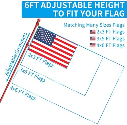 ZMTECH Flag Pole - Upgraded Bracket,(2 Packs) 6 FT Stainless Steel Flag Poles for Outside House, Residential or Commerical, Tangle Free Flag Pole Kit for American Flag (Without Flag, Red) - Image 5