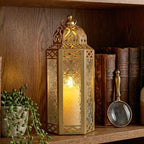 Vela Lanterns Decorative Indoor Moroccan Candle Holders, Gold, M, 2-Pack - Image 5