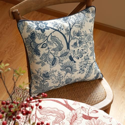 ISAENNE Designer Linen Square Throw Pillow Cover,Set of 2,18"x18"-Ruyi B - Image 6