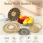 Boho Wall Art Decor Woven Basket Seagrass Hanging Farmhouse Room Set - Image 2