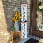 Welcome To The Lake House Porch Sign 8x48inch Farmhouse Lake Porch Leaner Decorations, Rustic Ship Welcome Decoration for Front Door Yard Deck Patio Vertical - Image 6