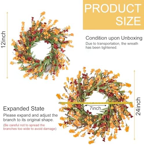 Artgar Fall Wreath, 24 Inch Fall Wreaths for Front Door - Image 3
