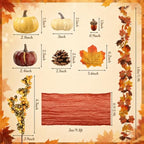 52 Pcs Fall Table Decor, 2 Orange Runners 4 Maple Leaf Garland - Image 2
