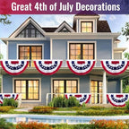 American Bunting Flags Outdoor - 1.5x3 Ft USA Patriotic Pleated Half Fan Banner Flag for Outside 4th of July Porch Decorations 6 pack - Image 3
