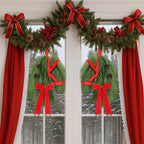Suncalla 2 Pcs Christmas Horse Head Wreath Artificial Christmas Wreath Green Pine Needles Horsehead Decor with Red Ribbon Pinecone Farmhouse Xmas Garland for Front Door Farmhouse - Image 4