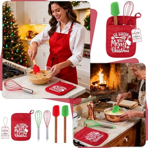 16 Pcs Christmas Kitchen Baking Gift Set Whisk and Spatula Pot Holder - Image 4