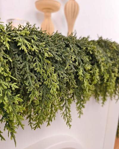 6ft Christmas Cedar Garland, Full Realistic Faux Pine Garlands - Image 6