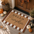Tinideya 2 Pcs Hello Pumpkin Doormat Set, Brown White by Tinideya