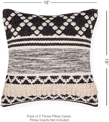 · REDEARTH · Textured Handwoven Throw Pillow Cases - Mosaic Trellis Black - Image 6