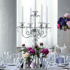 20.3'' Tall 5 Arm Silver Metal Candelabra Centerpiece for Table, Retro Table Centerpieces for Party, Events, Home, Wedding Decor (4) - Image 6