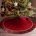 Velvet Christmas Tree Skirt, 48 Inches, 2-Tier Tassels, Red by Vertintong