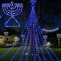 Glooglitter 11.5ft Hanukkah Menorah Lights Outdoor Decor Blue Waterfall LED by Glooglitter