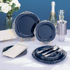Bestluck 700PCS Navy Blue Plastic Plates for 100 Guests - Image 2