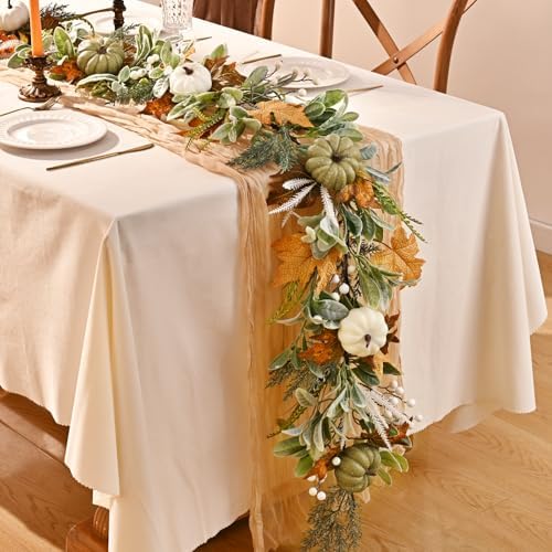 Waipfaru Fall Decor, Fall Garland for Mantle, Autumn Garland with Lights - Image 4