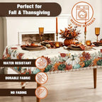 Rectangle Fall Tablecloth 60x120 Inch, Thanksgiving Autumn Harves Pumpkin Flower Table Cloth, Waterproof Wrinkle Resistant Table Cover for Fall Decorations Decor - Image 6
