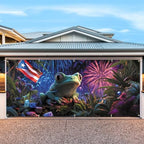7 * 16ft Vibrant Puerto Rico Garage Door Banner, Tropical Island Style Decor Flag, Retro Castle Pattern Photo Backdrop, Cultural Pride Background for Outdoor Festival Holiday Garage Door Decoration - Image 4