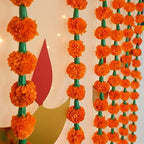 Desi Favors 6 Ft Orange Marigold Garlands | Artificial Flower Garlands | Hosuewarming Indian Wedding Decoration, Plastic Bulk Floral Garlands Wall Decor, Backdrop, Diwali Decor | (Pack of 5) by DesiFavors