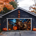 Halloween Garage Door Banner 7x16 FT - Scary Scarecrow Pumpkin Patch Backdrop Cover, Evil Skull Monster Reaching Hand Hanging Decor for Double Car Garage Door Outdoor Yard Haunted House Party - Image 5