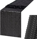 Black Sequin Table Runner 12 Pack, 12x108 Glitter Table Runners by WISPET