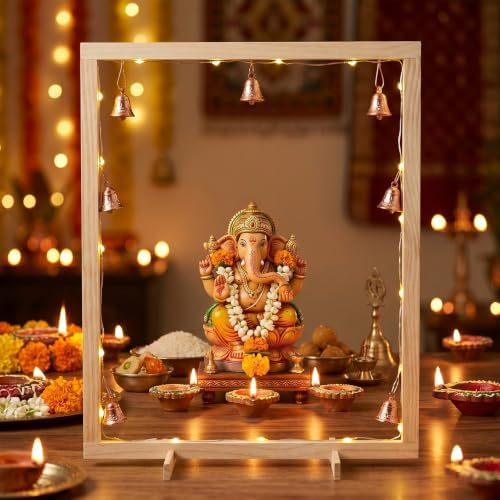 GlikCeil Wooden Pooja Mandap Backdrop Stand DIY Temple Puja Mandir Frame - Image 4