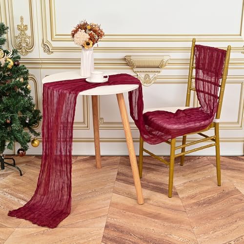 12 Pack Burgundy 10Ft Cheesecloth Table Runner - Image 5