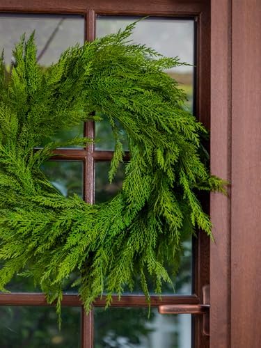 24’’ Real Touch Christmas Wreath, Artificial Cedar Wreath for Front Door - Image 6