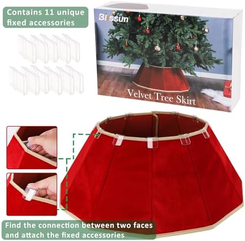 Blissun Christmas Tree Collar, Velvet Foldable Christmas Tree Ring, Christmas Tree Skirt for Artificial Christmas Trees Decoration - Image 4