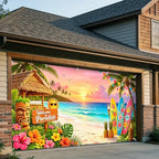 ANNA QUEEN 7x16 ft Garage Door Banner,Reusable Large Outdoor Backdrop for Tropical,Patriotic,Graduation and Christmas Party Decorations (Hawaiian Tropical Beach) - Image 6