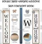 Surfapans Outdoor Welcome Sign for Front Porch 2 Sided 45"X9" Wood White - Image 2